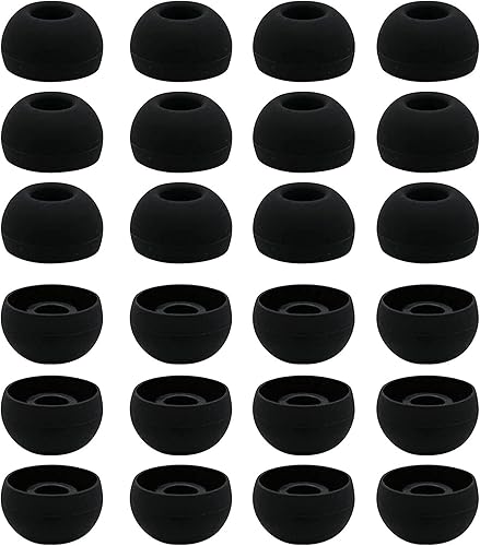 Miniatura 6 de 12 pares de almohadillas de silicona de repuesto para auriculares compatibles con auriculares de 0.150 in a 0.217 in, SML blanconegroplateadorojo