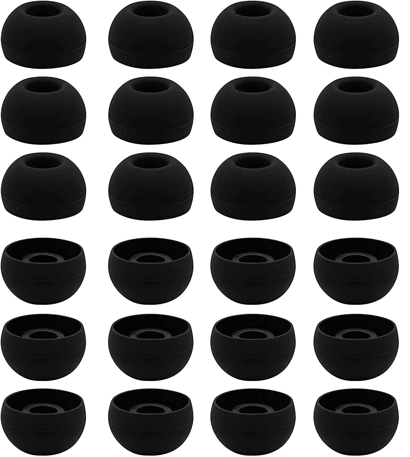 12 Pairs Silicone Replacement Earbud Ear Buds Tips Compatible with 3.8mm to 5.5mm Nozzle Earbuds Earphones, Large Size Black