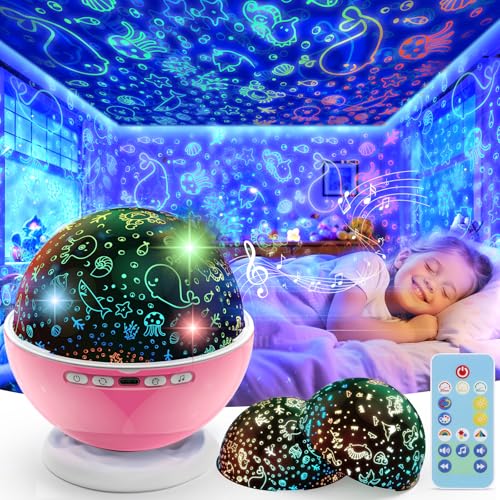 Image of Kids Star Night Light, Night Light Projector,Nebula Star Projector 360 Degree Rotation - 6 LED Bulbs 18 Light Color Changing with USB Cable, Romantic Gifts for Men Women Children (Pink)