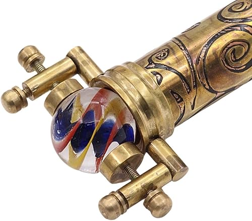 Miniatura 9 de Caleidoscopio de alcance de mármol, exquisito diseño de latón grabado con canicas intercambiables, espejos de primera superficie para patrones