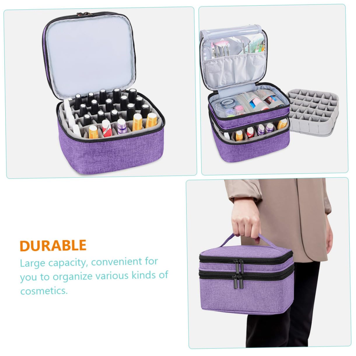 Homoyoyo Valigetta per Smalto Doppio Strato Custodia per Oli Essenziali Borsa Portaoggetti Portatile e Resistente per Trucco e Viaggi