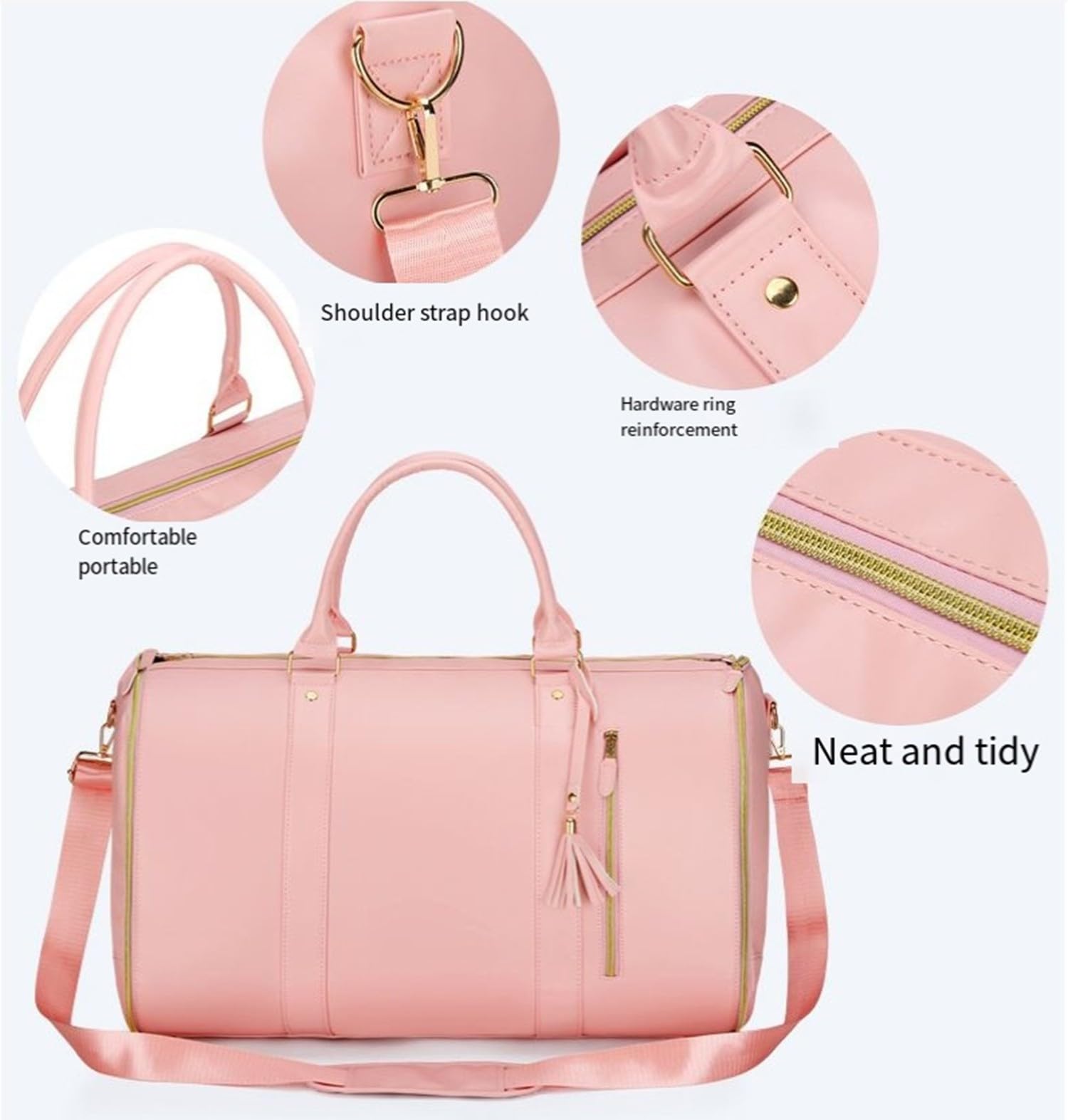 Leder-Anzugtasche Für Reisen, Faltbar, Anzugtasche Herren Reisetasche Damen Carry On Handgepäck Tasche Duffle Bag Für Jacken, Schuhe, Wochenendtasche, Organizer