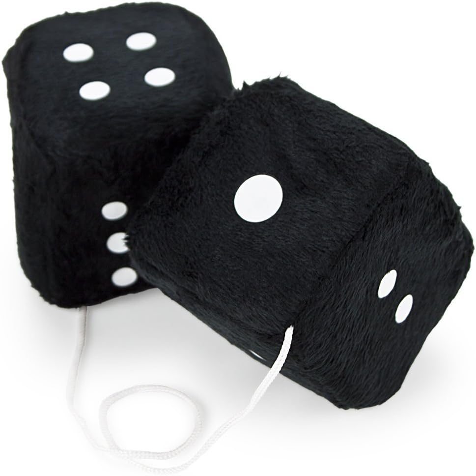 Pair of 3" Hanging Fuzzy Dice by Pudgy Pedro’s Party Supplies (Black)