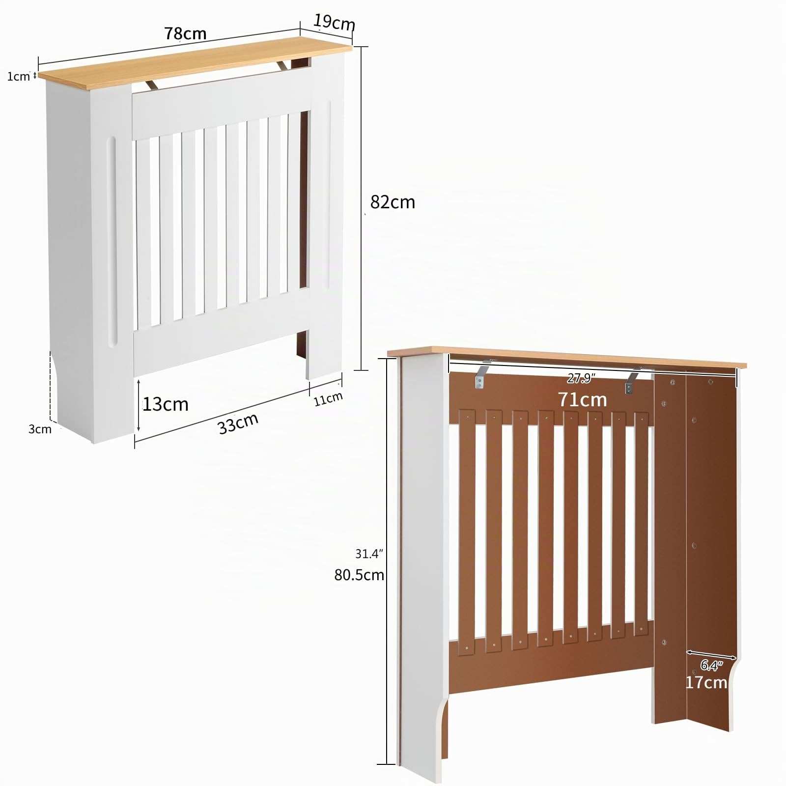 LEADZM Heizkörperverkleidung Heizkörperabdeckung Heizungsverkleidung | Heizkörper Radiator Abdeckung Lamellen-Design MDF Weiß (78 x 19 x 81.5CM)