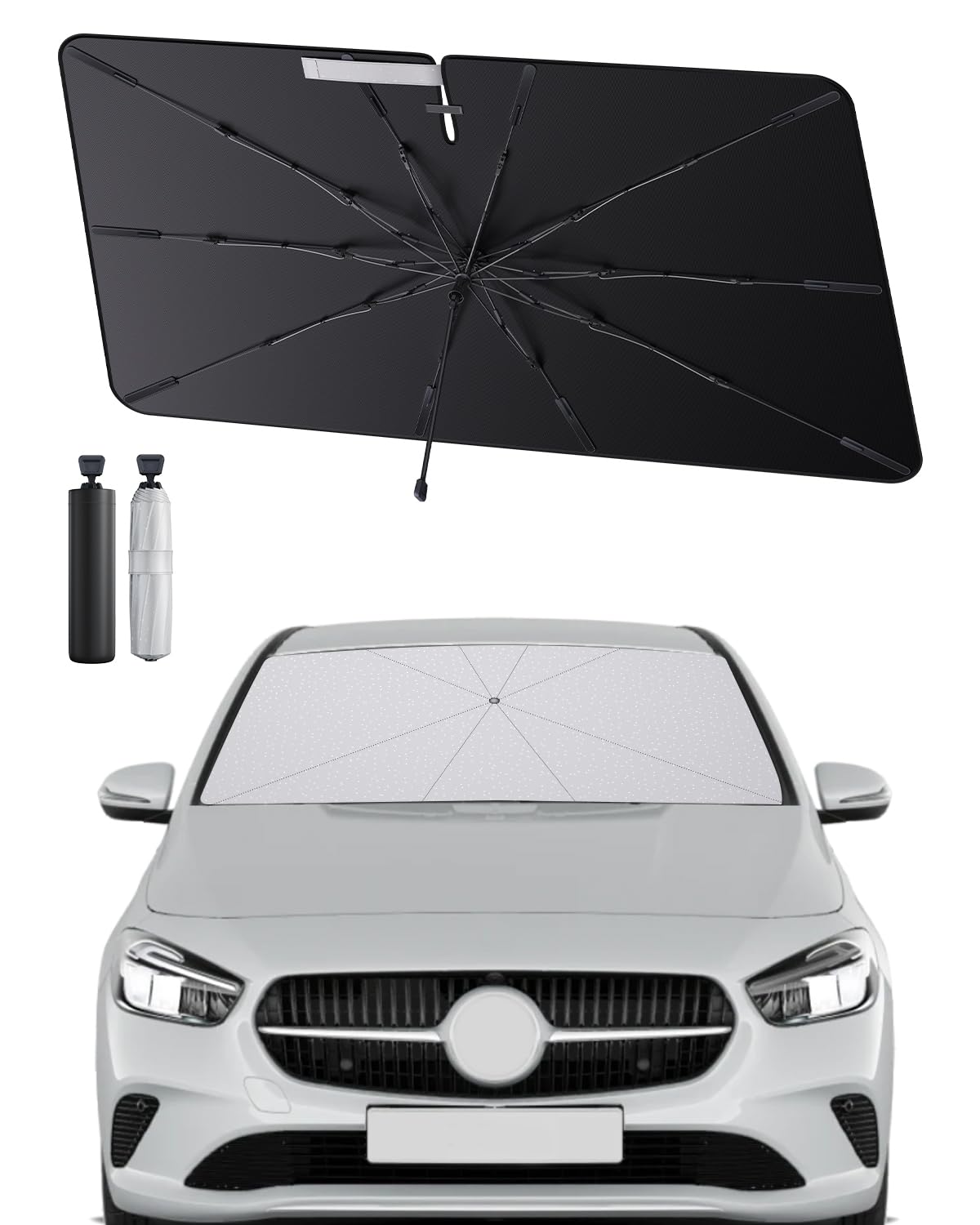 SHAOHAO Compatible avec Mercedes Classe B W247 2020-2025 Parasol Pare-Brise Pliable pour Voitures, Protection UV pour Parasols de Voiture Pare Soleil Pare Brise Avant Mercedes W247 Accessoires