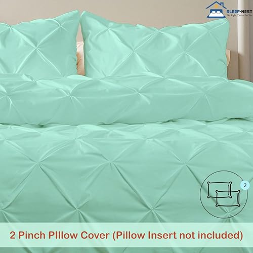 Miniatura 4 de SLEEP-NEST Luxuries - Funda de edredón plisada decorativa tamaño Super King de 108 x 98 pulgadas, 3 piezas con cierre de cremallera y lazos en las