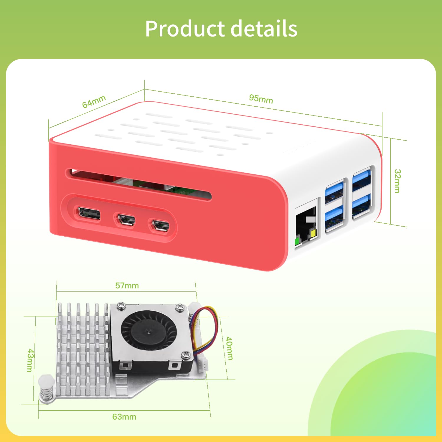 iRasptek Kit base per Raspberry Pi 5 RAM 1GB con custodia Pi5 e dispositivo di raffreddamento attivo