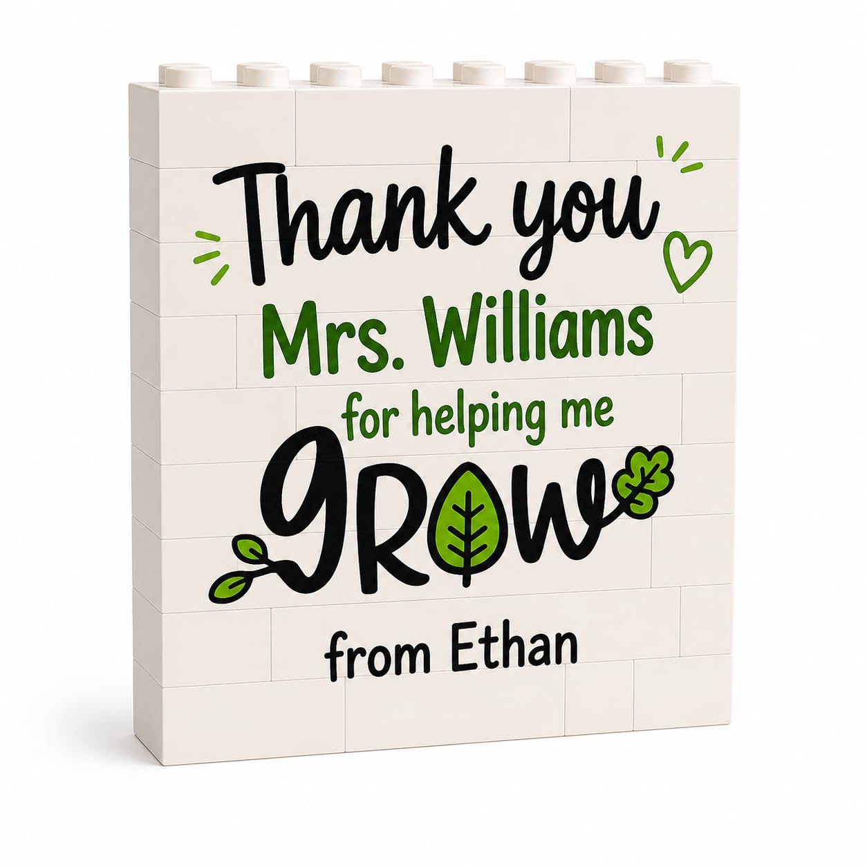 Personalised Thank You Teacher Gifts Custom Building Block Desk Display Best Teacher Ever Present End of Term Leaving Gift for Teacher Teaching Assistant Nursery Staff & Tutor (Thank You Teacher)
