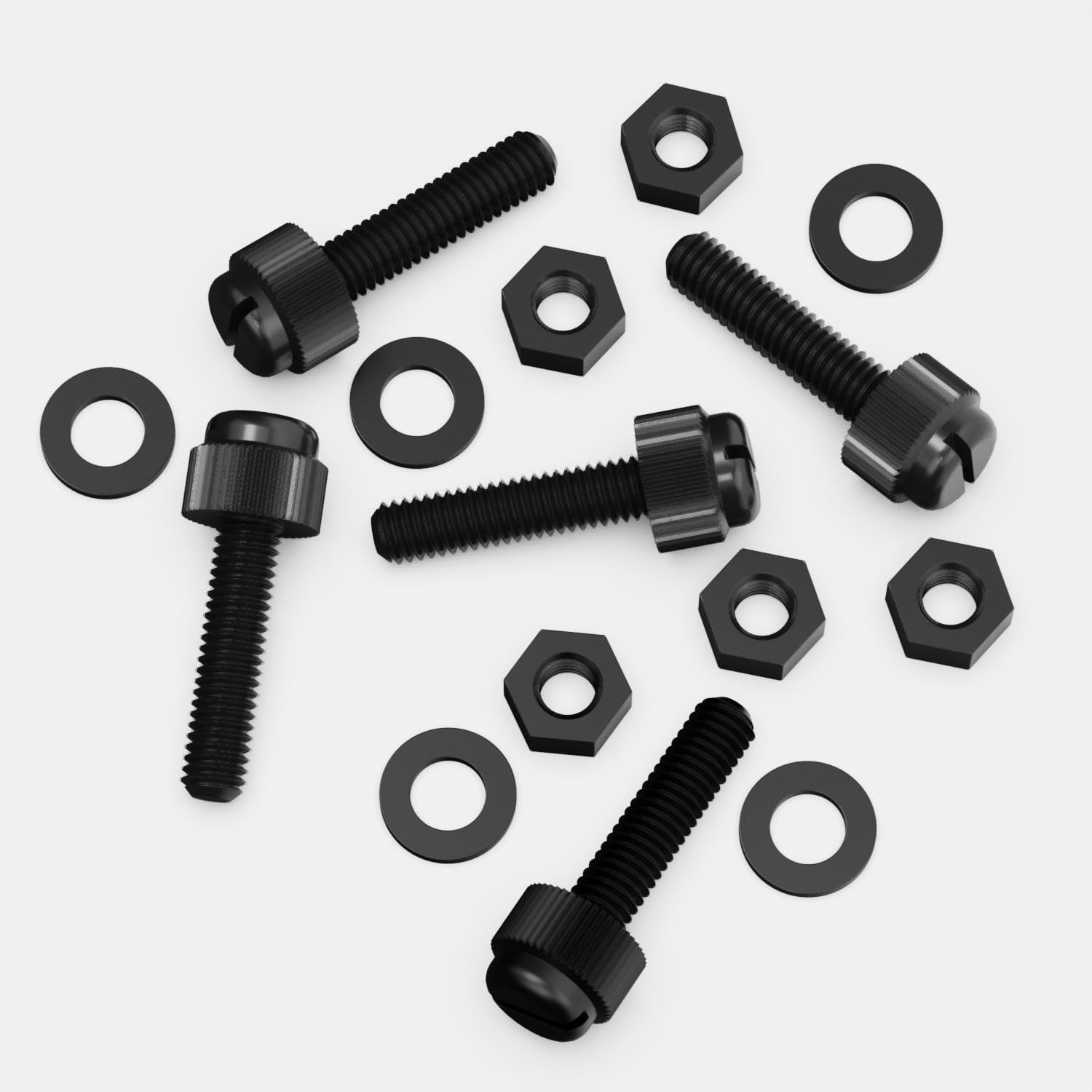 50x Black, Nylon Plastic, Thumbscrews, M5 x 20mm, knurled, Nuts, Washers & Bolts - Image 2