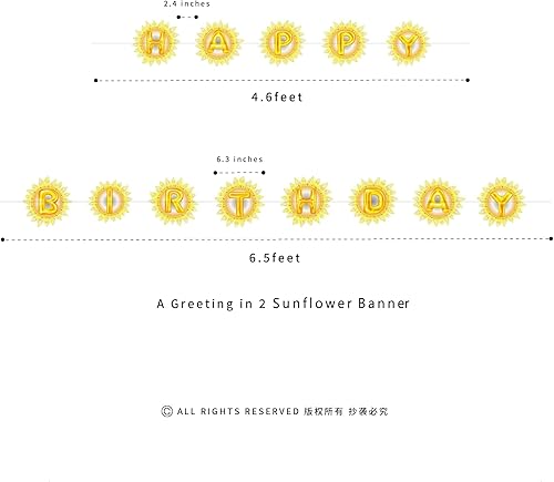 Miniatura 3 de Cheerland Cartel de feliz cumpleaños de girasoles para decoración de fiesta de cumpleaños, guirnalda de girasoles para niños, suministros de fiesta