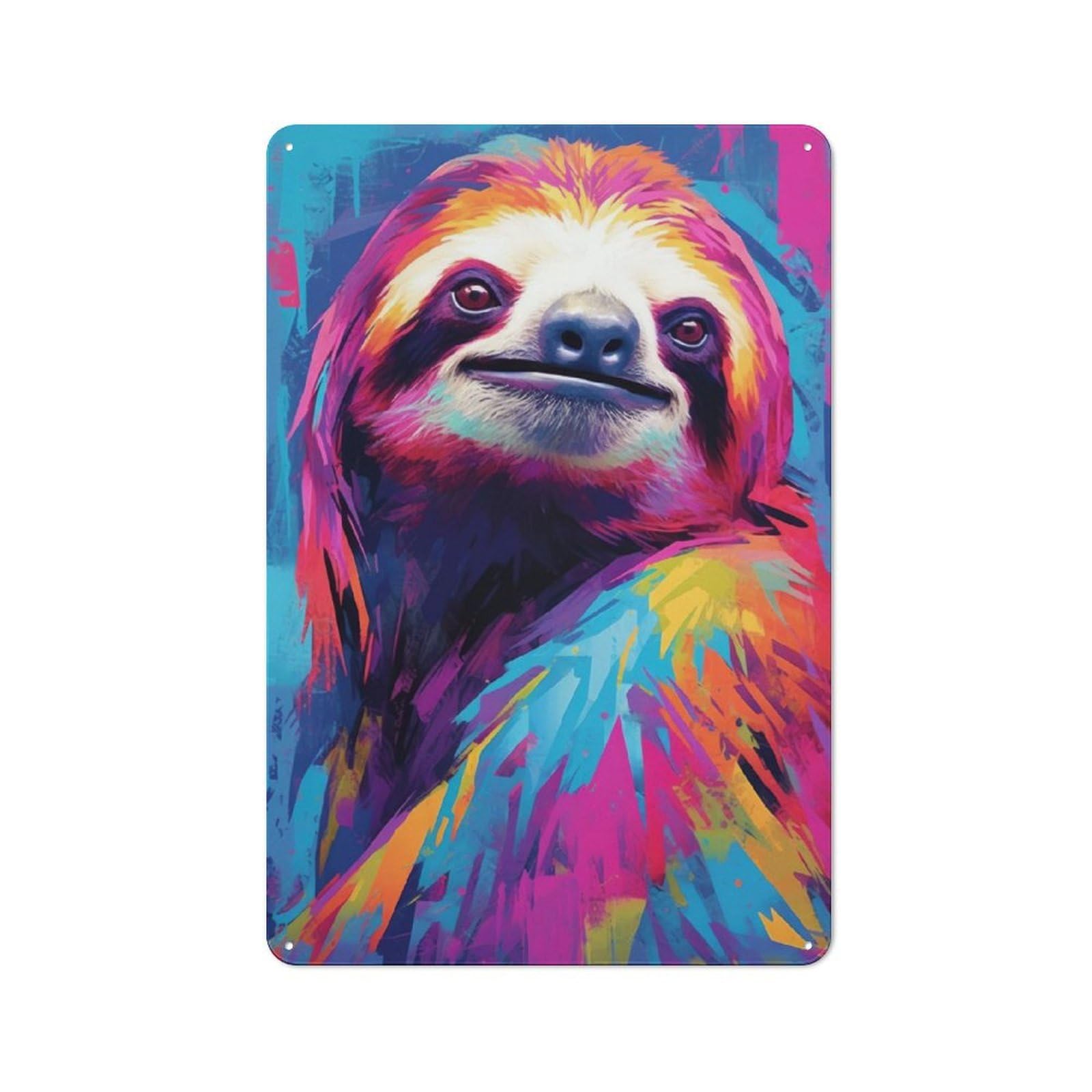 Junmoney Sloth Animal Retro Metal Sign With Design 30X20cm, Retro Old Style Wall Plaque For Kitchen, Hallway, Bar Or Small Cafe