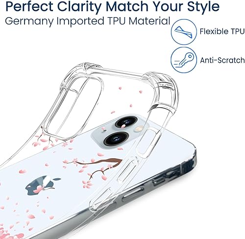 Miniatura 6 de Hi Space Funda compatible con iPhone 15, diseño de patrón de flores, transparente floral para iPhone 15, funda protectora de TPU suave a prueba de