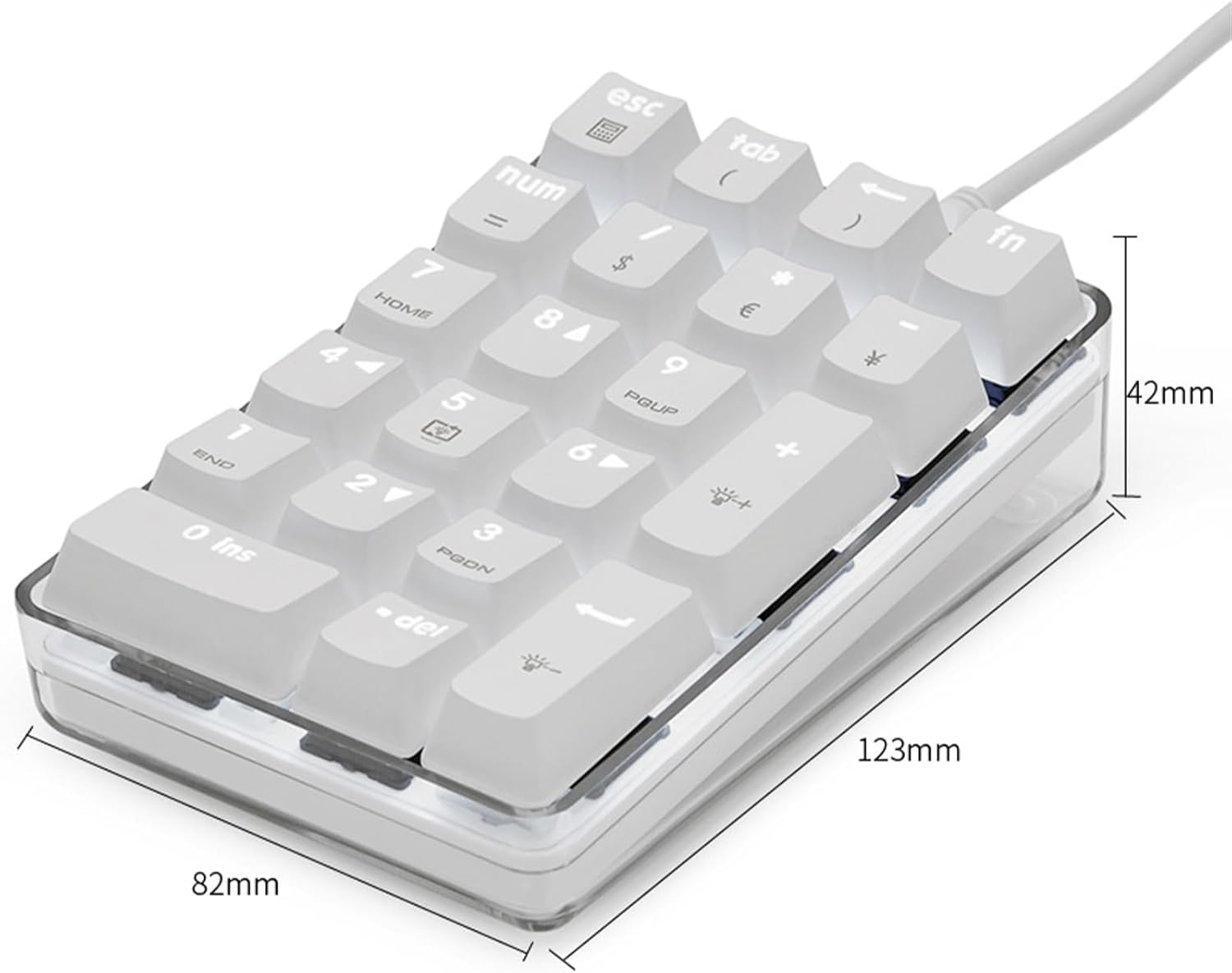 Mechanical Numeric Keypad 21Key Miniture Numpad With Blue Switches And White Backlights For Enhances Gaming