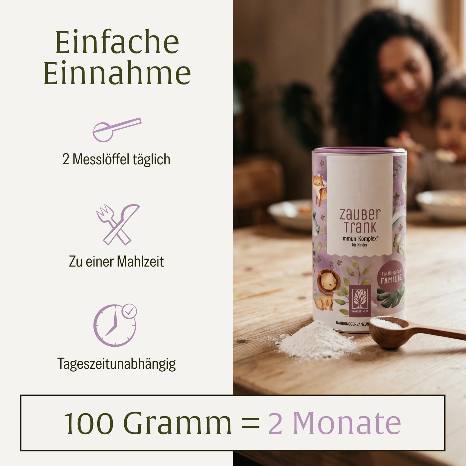 NATURTREU® Kinder Immun Komplex Multivitamin Pulver | 19 Vitamine, Mineralien und Nährstoffe für das Immunsystem stärken Kinder * - Vorteilsbundle 3er Paket - 198 Portionen