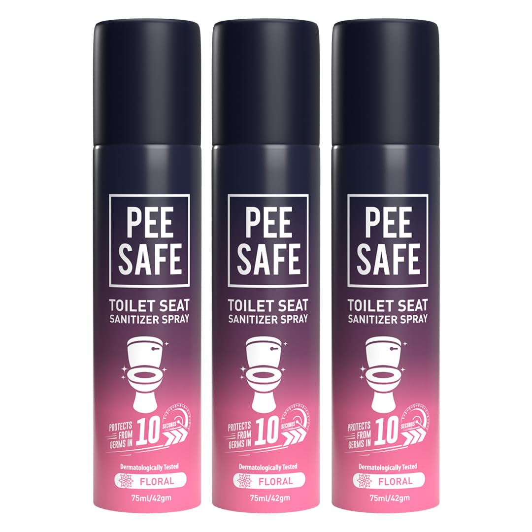 Pee Safe Toilet Seat Sanitizer Spray (75ml - Pack Of 3) - Floral| Reduces The Risk Of UTI & Other Infections | Protects From 99.9% Germs In 10 Seconds & Travel Friendly | Anti Odour, Deodorizer