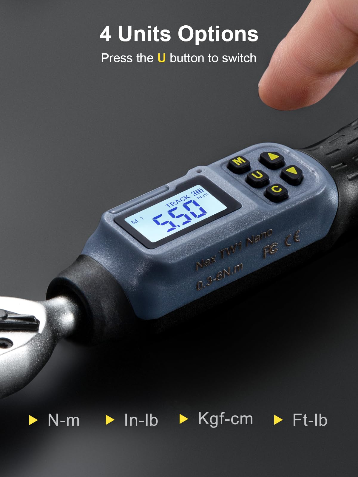 GROWNEER Digital Torque Wrench, 1.1-22.1 Ft-lbs/1.5-30 Nm - Image 3
