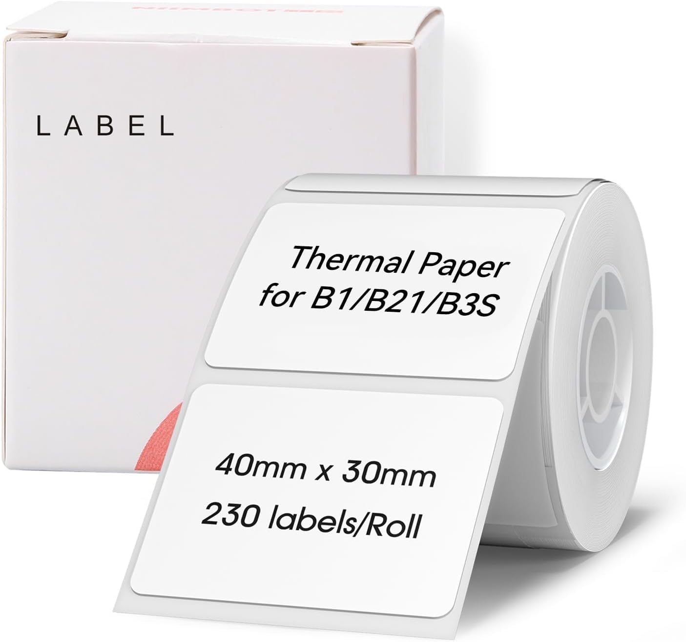 NIIMBOT Labels for B1/B2/B21/B3S/K3 Maker, 1.57'' x 1.18'' (40x30mm) Thermal Sticker, Waterproof, Oil-Proof and Tear-Proof, 1 Roll of 230 Self-Adhesive Thermal Labels (White)