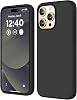 URUCHI iPhone 13 Pro 6.1 inç ile Uyumlu İnce Sıvı Silikon Kılıf, 3 Katmanlı Yumuşak İç Astar, Tam Kaplamalı Darbe Emici Koruma, Esnek Mat Tasarım – Siyah