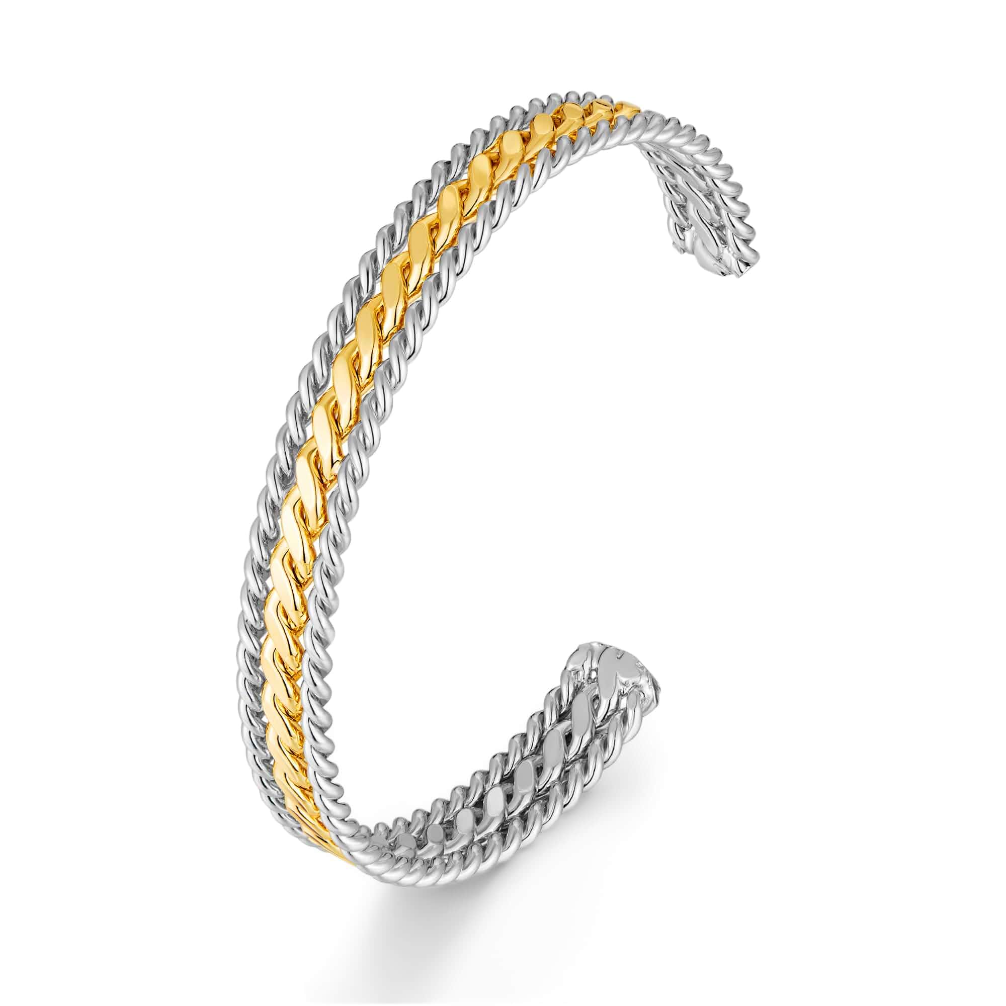 VEDAIM Two Tone Bracelet for Women Braided Twisted Cuff Bracelet Gold Silver Mixed Metal Statement Bracelet Adjustable Jew...