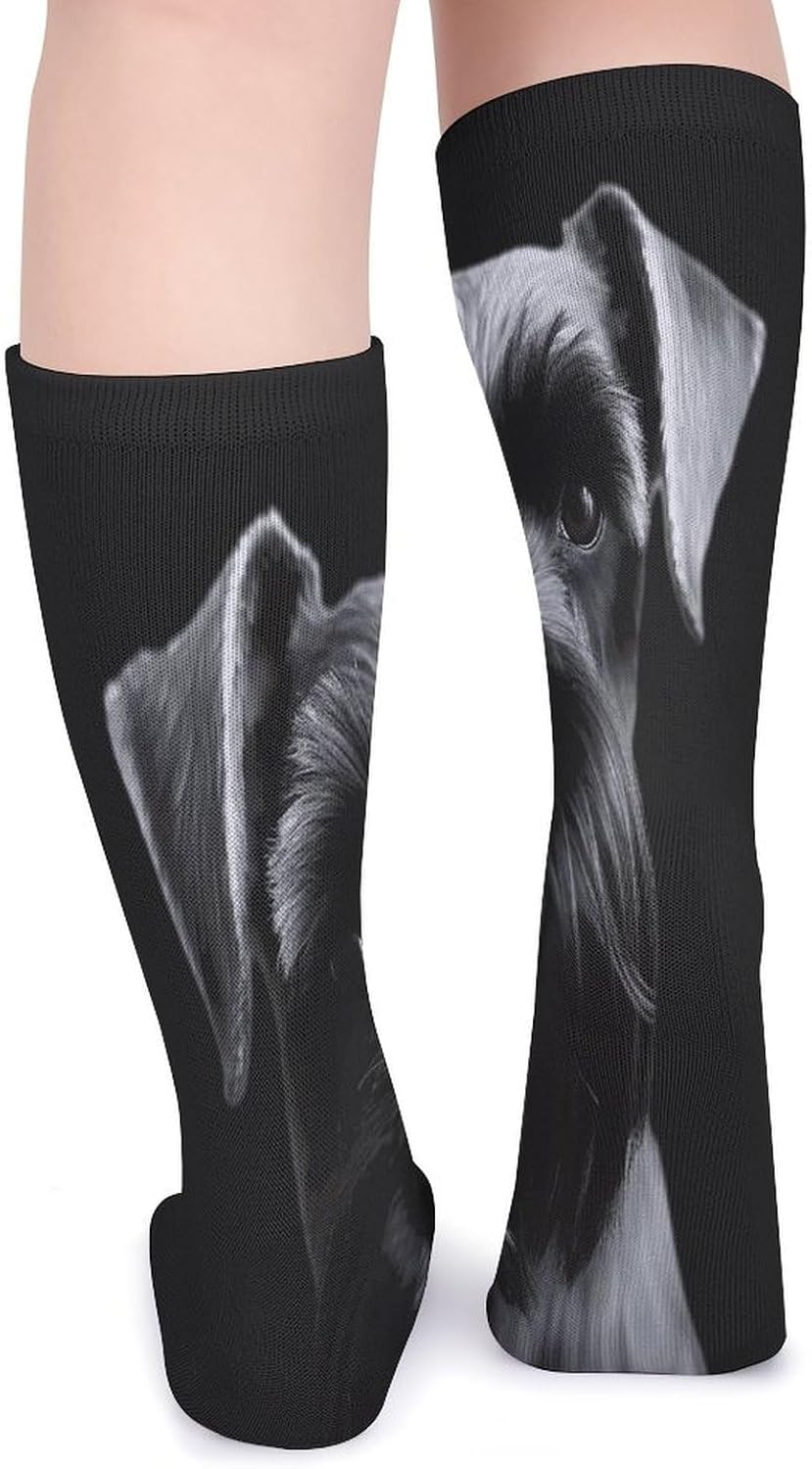 Black Schnauzer Dog Crew Socks Soft Thermal Socks | Socks for Men Women-Casual Wicking,High Stocking for Sports Running-Long Thin Tube Sports Breathable