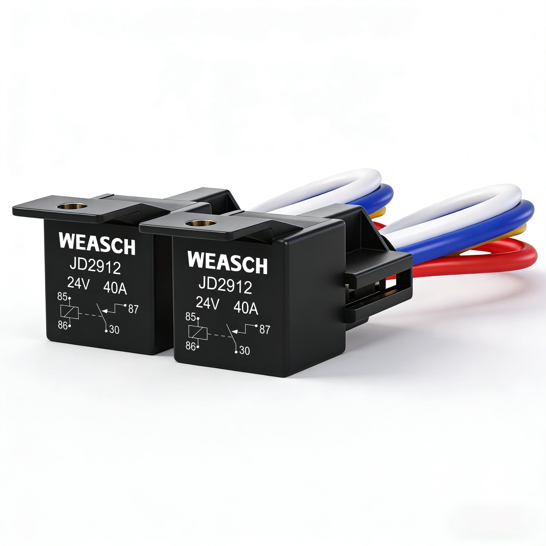 2 Pack JD2912 Car Relay Harness, 24V 40A, 4 Pin SPST, 12AWG Harness Sockets, Automotive Switches and Starters, for Automotive Truck Van Motorcycle Boat (2)-image-22