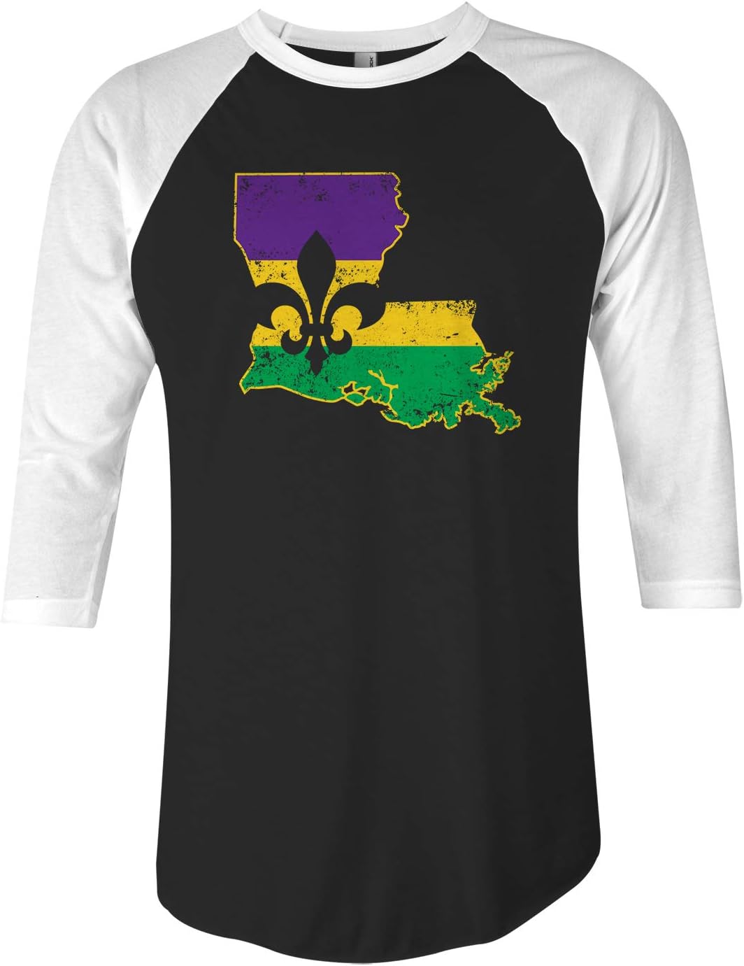 Threadrock Mardi Gras Louisiana Fleur De Lis Unisex Raglan T-Shirt