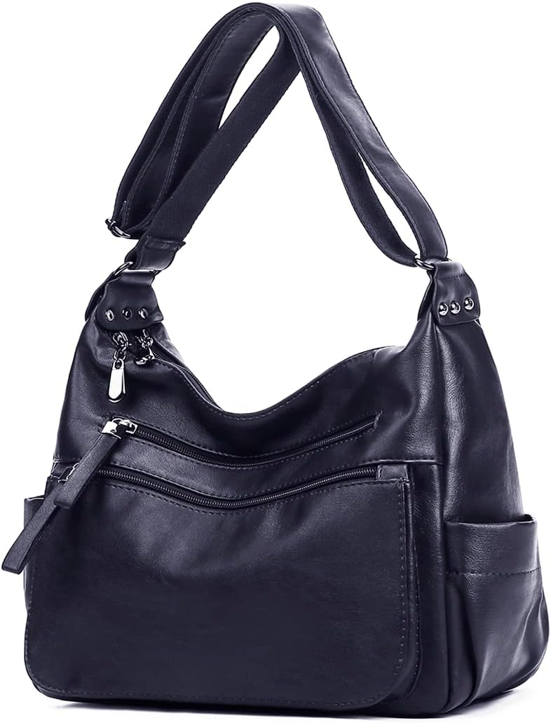 ArtwellFashion Crossbody Bag For Women Shoulder Bag Soft PU Leather Handbags Purses Multi Pocket Hobo Tote Bag (Blue)