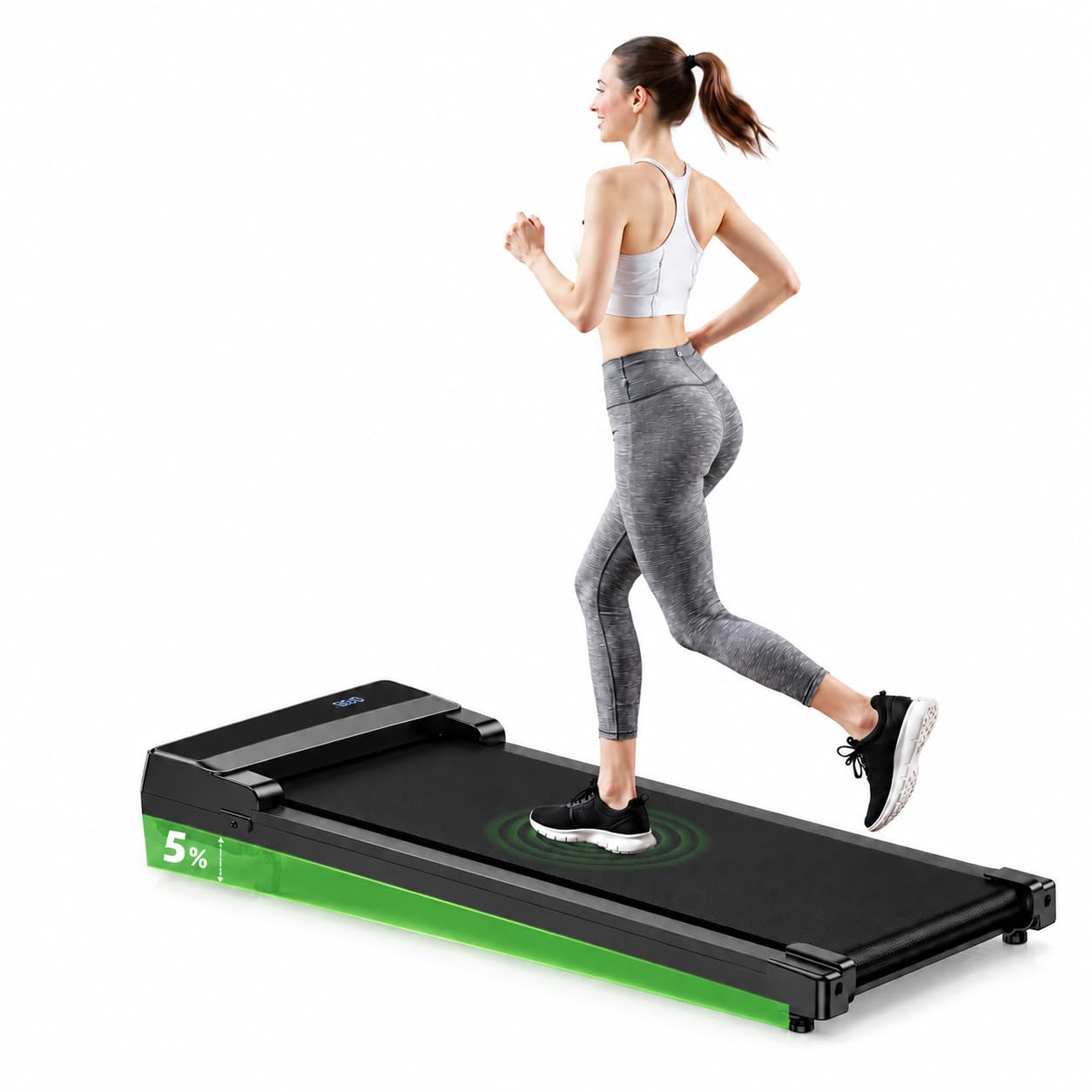 Walking Pad Treadmill with 5% Incline - Under Desk Running Machine Mat Pads for Home Office Portable Small Compact Quiet Flat Indoor Magnetic Lightweight Electric Treadmills Remote Control 4MPH