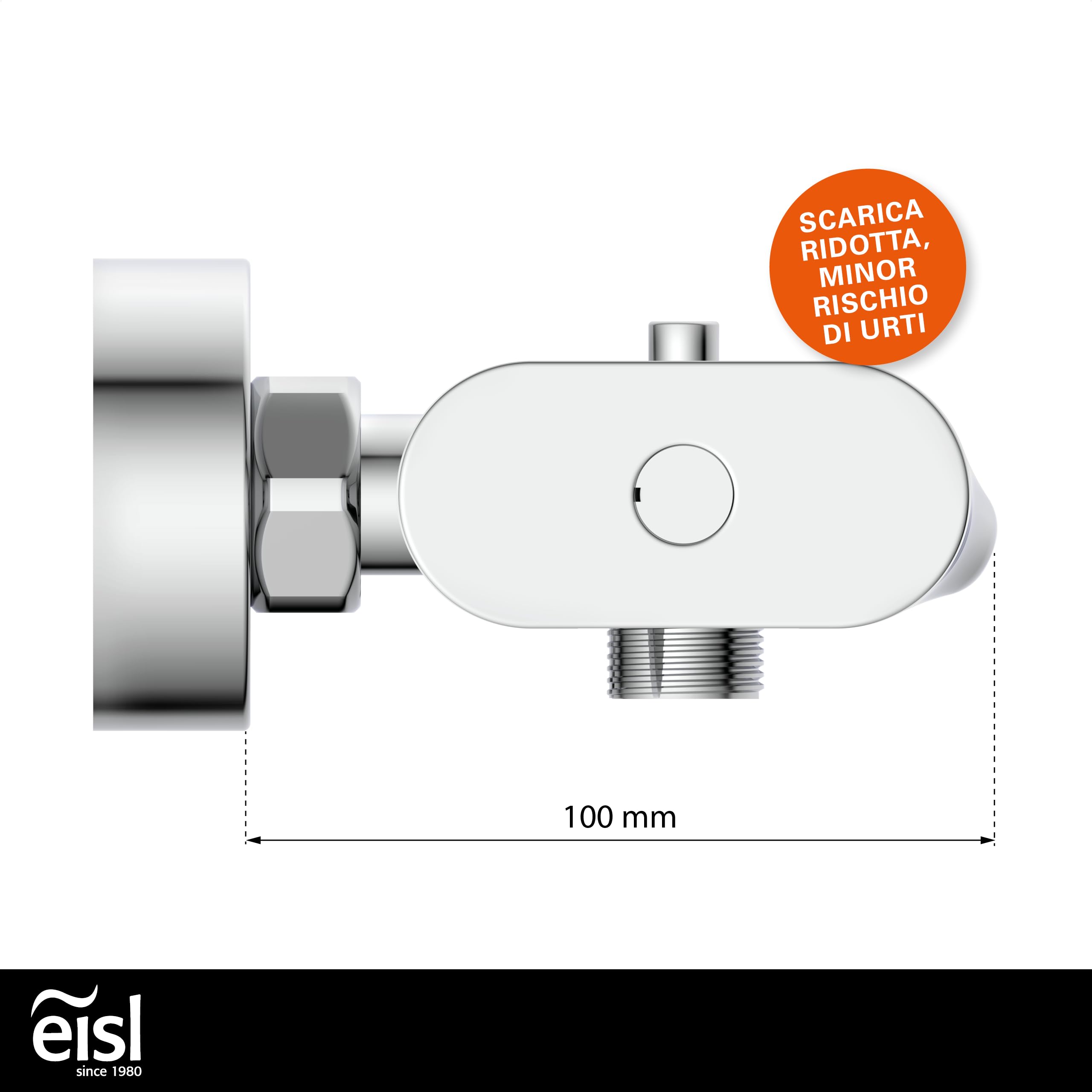 EISL 1330090 CARNEO, rubinetto vasca da bagno, miscelatore con controllo termostatico, bocca a cascata, blocco di sicurezza a 38°C, miscelatore vasca da bagno, cromo