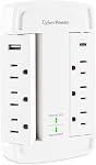 CyberPower CSP6WSUC Surge Protector, 6 Swivel Outlets, 2 USB Charging Ports, 2400J, Wall‑Tap