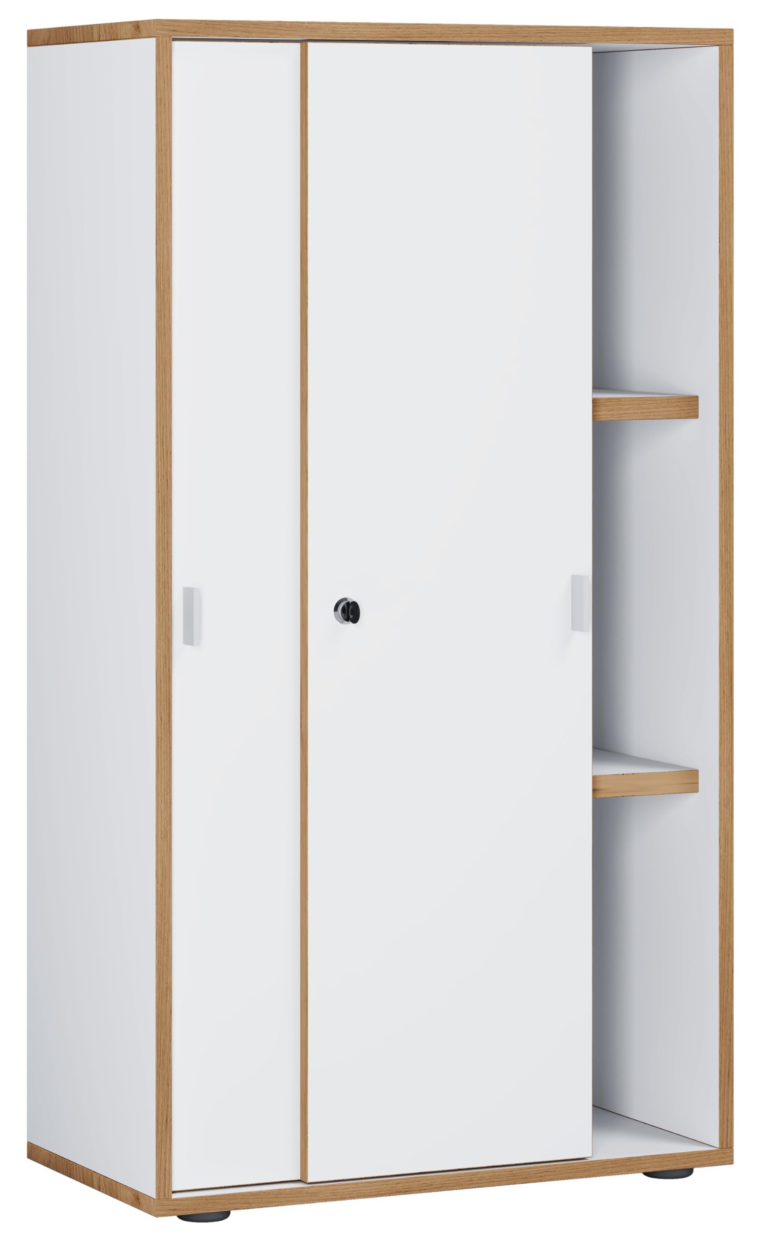 VCM Büroschrank mit 3 Fächern | moderner Aktenschrank mit Schiebetüren | Maße ca. H. 110 x B. 60 x T. 37 cm– Salia 3-Fach