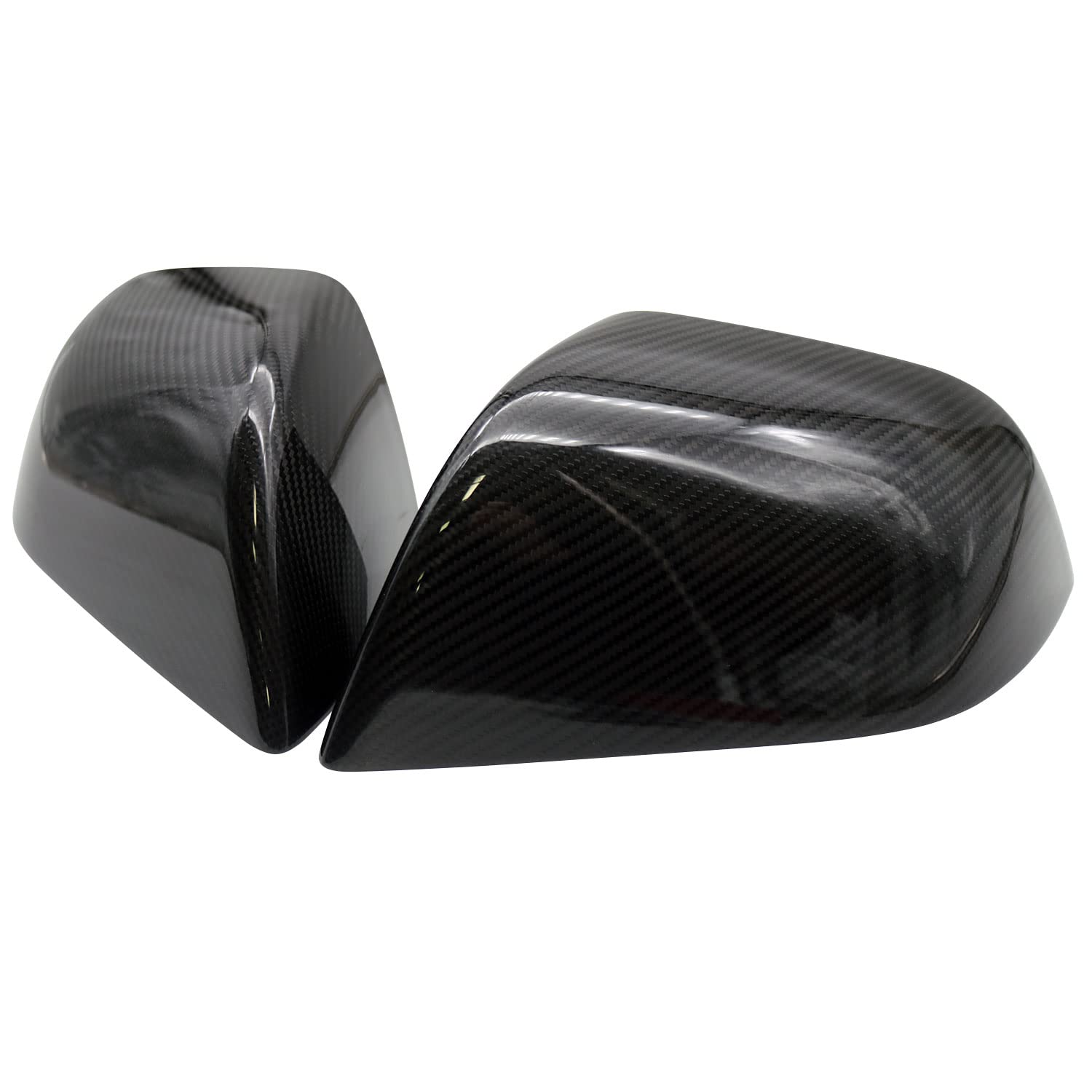 Cobra-TekFits 18-22 Tesla Model 3 Real Carbon Fiber Side Mirror Covers Gloss Black - Full Cover with Lip