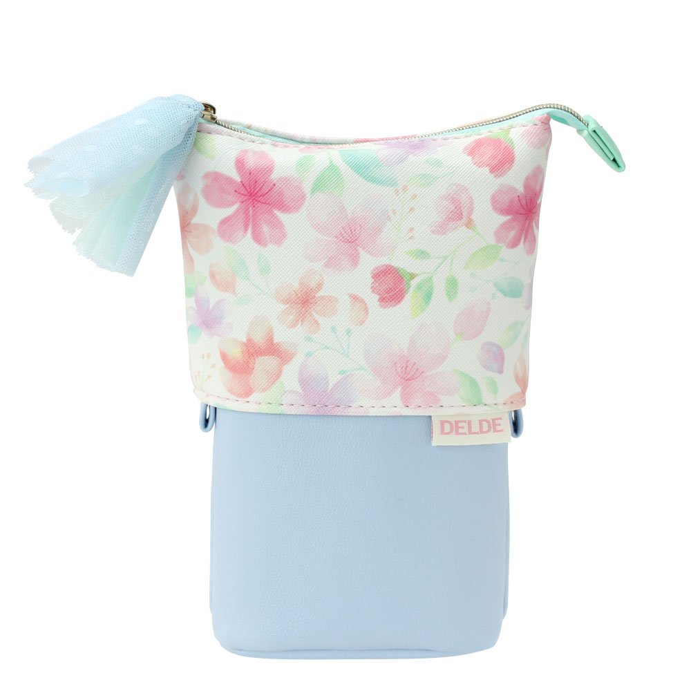 DELDE Cosmetic Pouch, Happy Spring Limited Color (Cherry Blossoms White)
