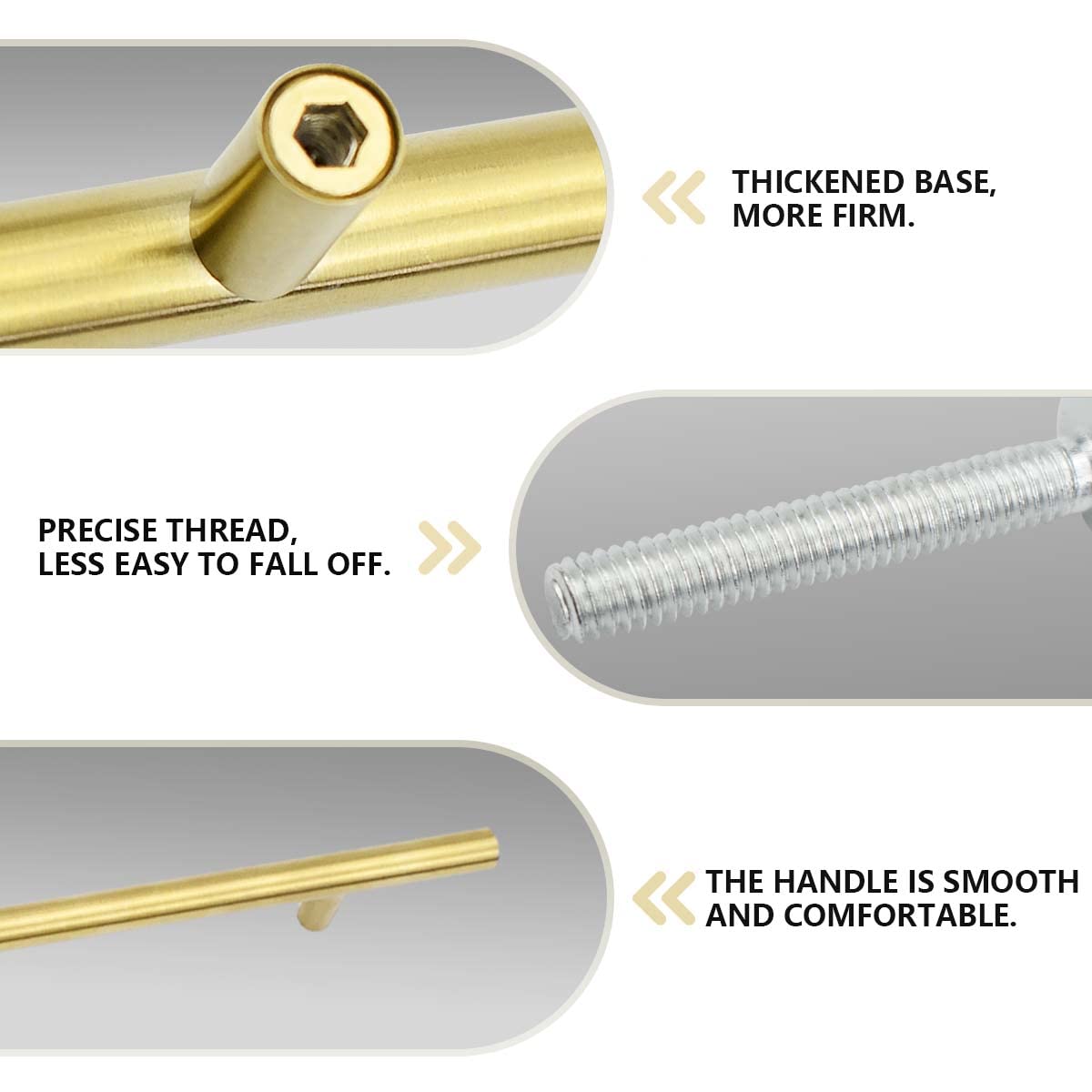 Bwintech 6 Pz 300MM(192MM Hole Center) Oro Cabinet Pull Maniglie Cucina T Bar Maniglie, Acciaio inossidabile, Ideale per Armadio, Cassetto, Armadio
