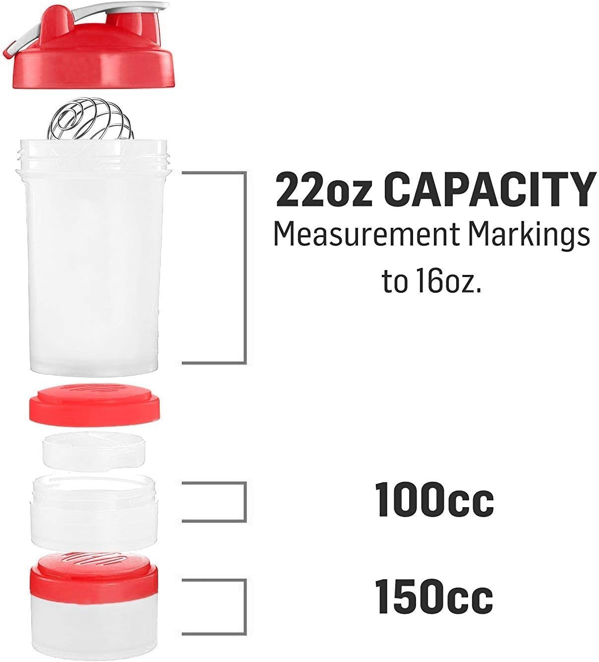Protein Shaker Cup with Twist N' Lock Storage Containers, 500ml (Pack of 2)