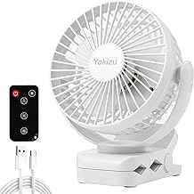 Desktop Fan, Clip, Small, Quiet, Remote Control, USB Rechargeable, 8,000 mAh, Large Capacity, Rapid Charging, 60 H Continuous Use, LED Light, Power Bank, 3 Levels of Airflow, For Camping,