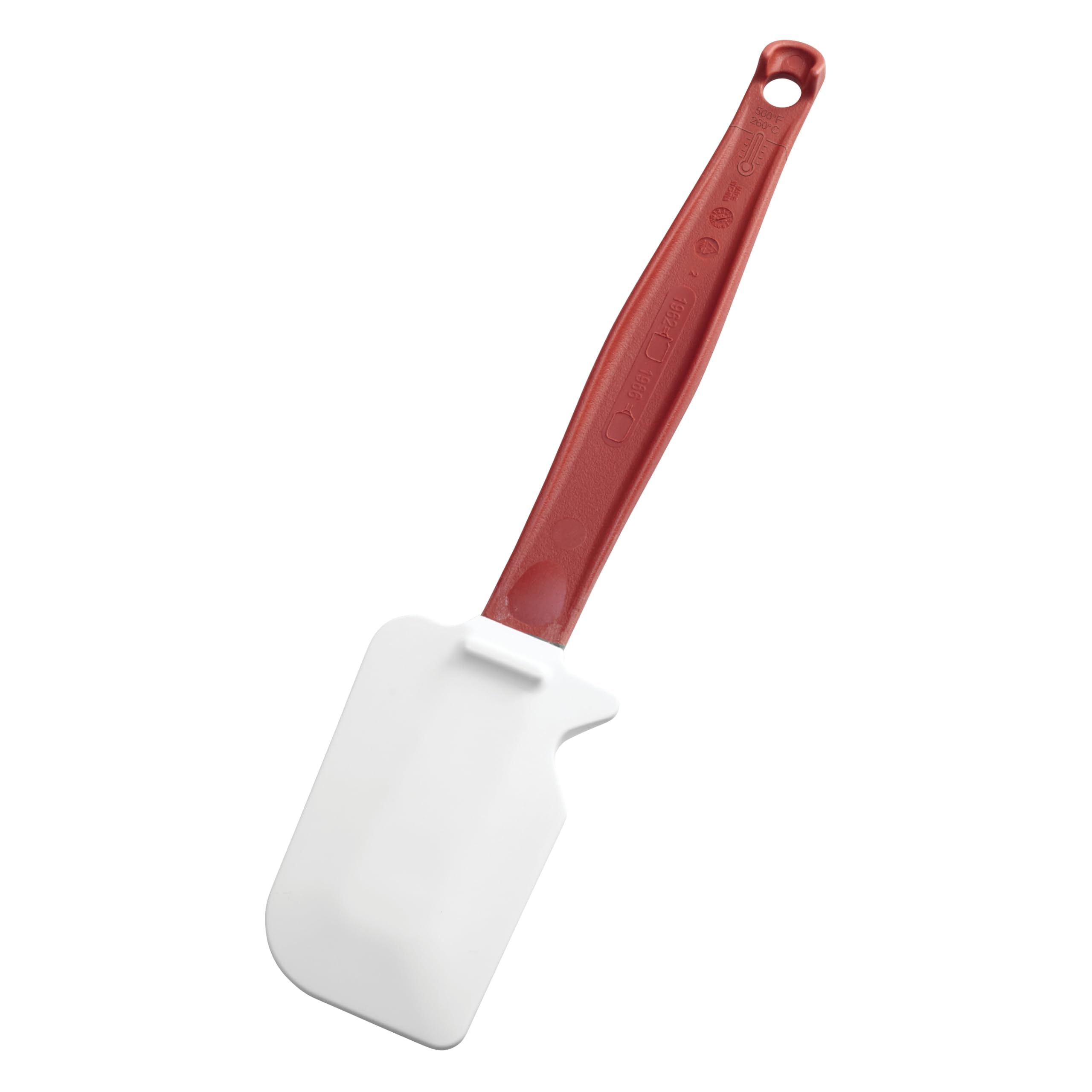 Rubbermaid Commercial Products High Heat Resistant Silicone Heavy Duty Spatula/Food Scraper, 9.5-Inch, 500°F Heat Resistant, Red Handle, for Baking/Cooking/Mixing, Commercial Dishwasher Safe