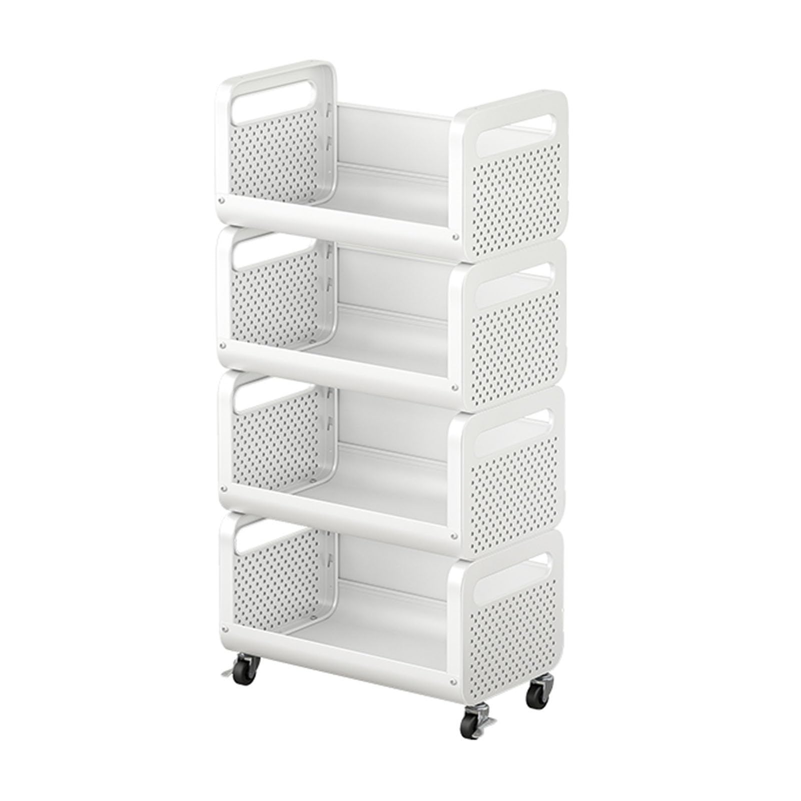 XPLKQXE Chariot Roulant Multicouche，Chariot Utilitaire Roulant en Métal, Organisateur De Stockage Mobile, Panier Rangement Fruits Légumes Cuisine (Couleur : White, Taille : 40X28x97.5cm)