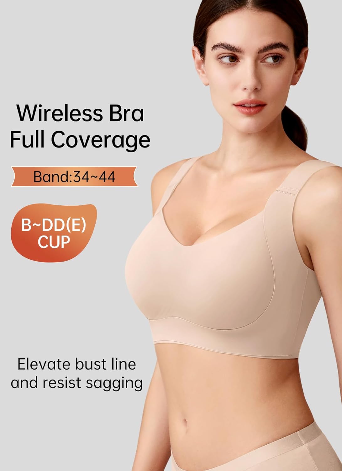 REALWILL Women Everyday Comfortable Wireless Bra Supportive Push Up Minimizer Bras Full Coverage Soft Seamless Tshirt Bras - Image 3