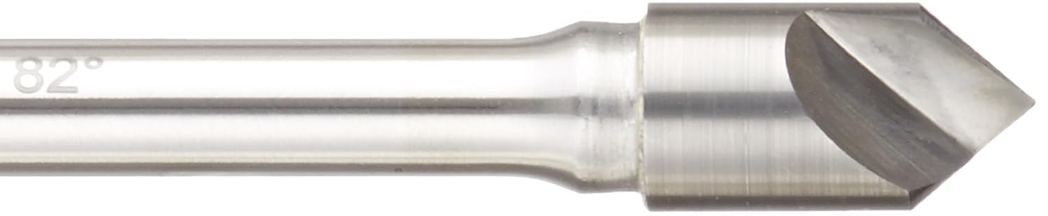 KEO 55713 Solid Carbide Single-End Countersink, Uncoated (Bright) Finish, Single Flute, 82 Degree Point Angle, Round Shank, 1/4" Shank Diameter, 3/8" Body Diameter
