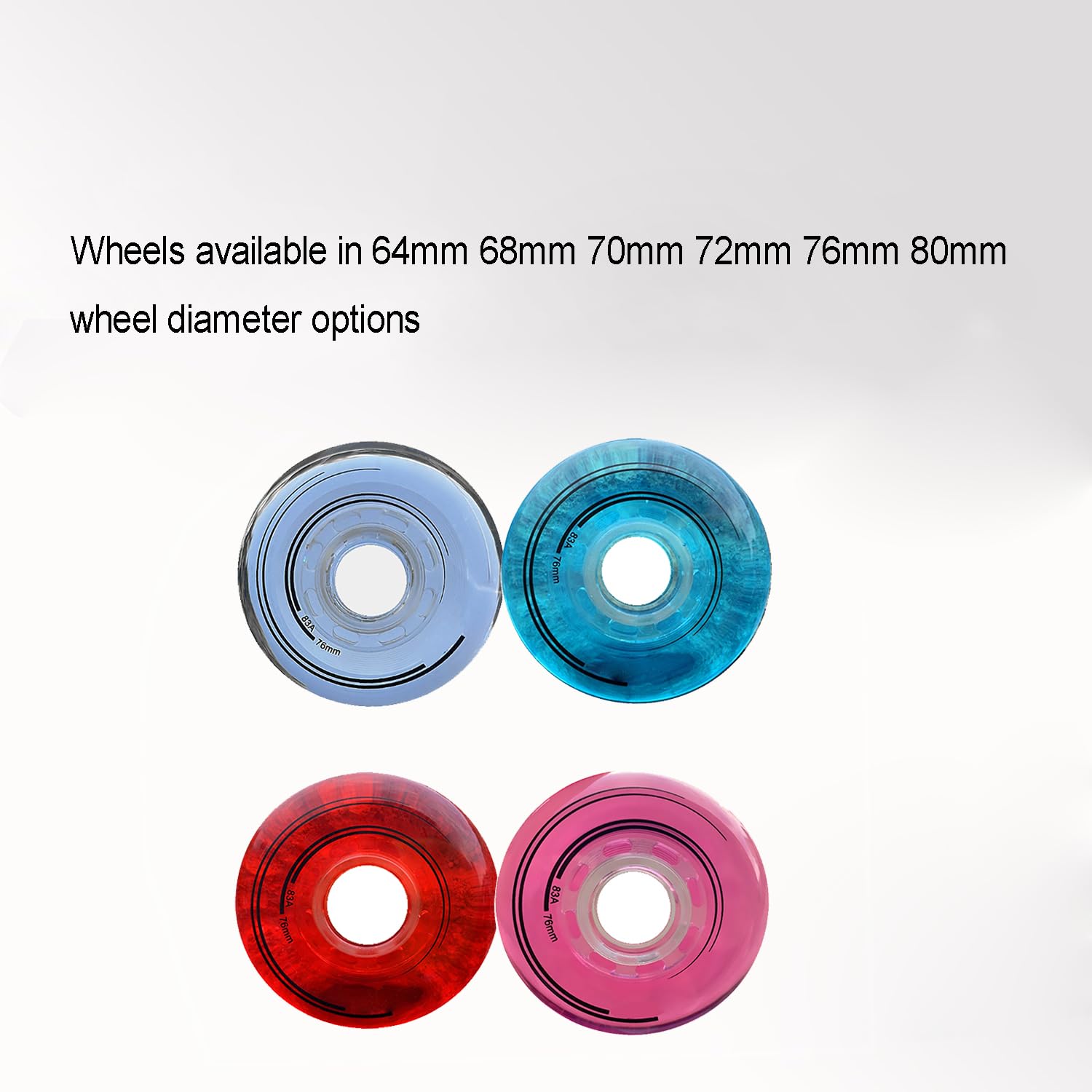 Roues de Roller en Ligne 83A de 64 mm, 68 mm, 70 mm, 72 mm, 76 mm, 80 mm, pour Patins à Roues alignées sur Asphalte ou Roller Hockey en intérieur et en extérieur, Lot de 4