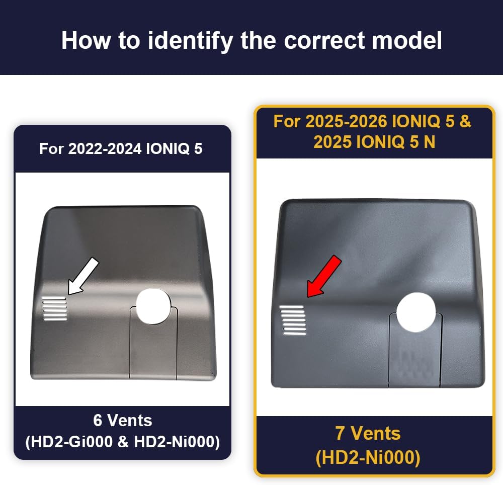 Fitcamx Front 2K+Rear 1080P Dash Cam Adapts for Hyundai Ioniq 5 2025-2026 (7 Vents/HD2-Ni000) & 2025 Ioniq 5 N, OEM Style, Dual HD Video, WiFi & APP, Loop Recording, G-Sensor, Easy to Use, 64GBCard