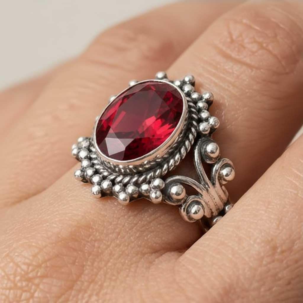 JEWELOPORIUM Boho Handmade Jewelry Natural Gemstone Labradorite, Turquoise, Moonstone, Rose Quartz Oval 925 Sterling Silver Overlay Ring For Women