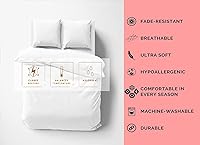 Vista 6 de Juego de funda de edredón tamaño Queen de 100 x 100 pulgadas, color blanco, de alta calidad, cierre de cremallera y lazos en las esquinas, fácil