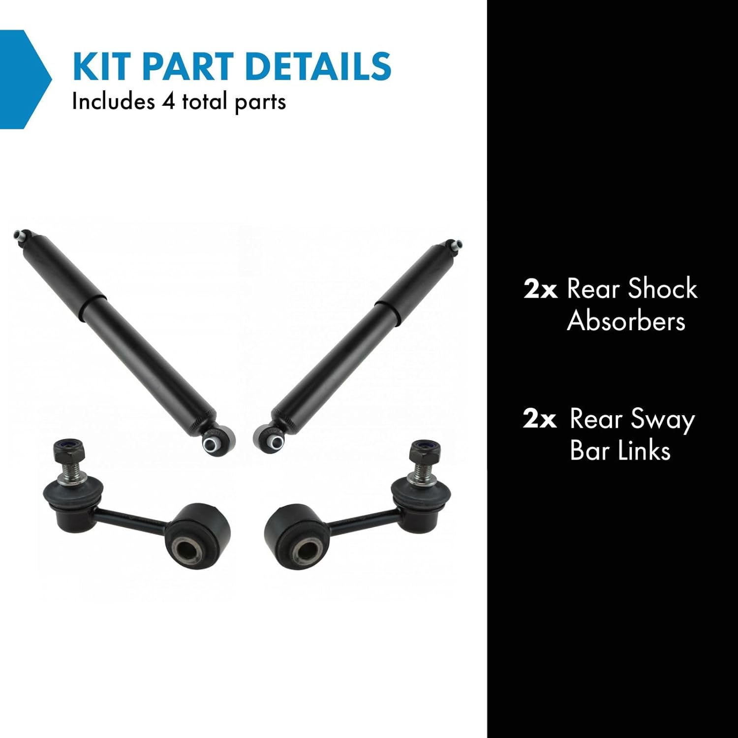 TRQ Rear Suspension Kit Shock Absorber Sway Bar Stabilizer Link Compatible with 2003-2008 Mazda 6