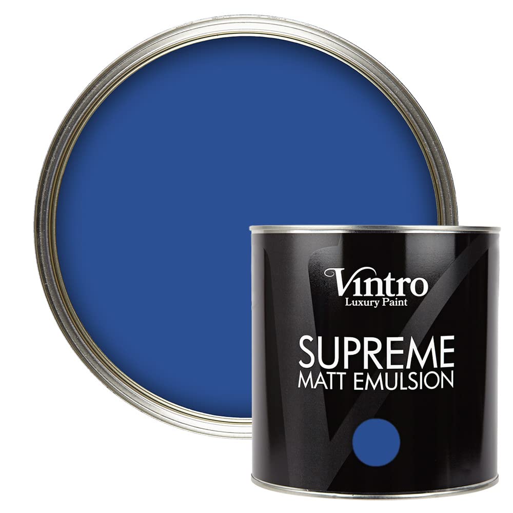 Vintro Paint Cobalt Blue Vintro | Luxury Matt Emulsion | Smooth Chalky Finish | Multi Surface Paint | For Walls, Ceilings, Wood And Metal 2.5L (, 2.5 Litre)