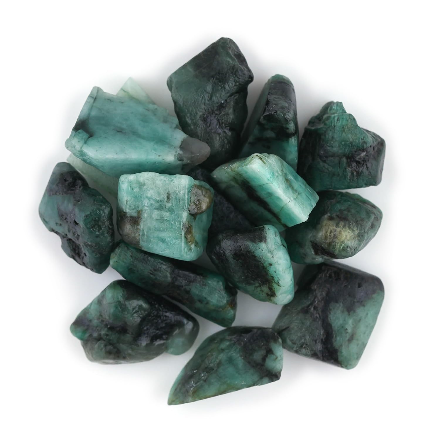 CRYSTALIS 15pcs Natural Emerald Loose Gemstone Wholesale Bulk Rough Jewelry Making Supply, Chakra & Healing Raw Stones, Wire Wrapping, DIY, Gem
