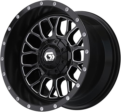 Miniatura 3 de GTW Helix - Rueda de aluminio para carrito de golf de 12 pulgadas de 12 x 7 pulgadas, 4-4 pernos  desplazamiento 34 (negro matemecanizado)