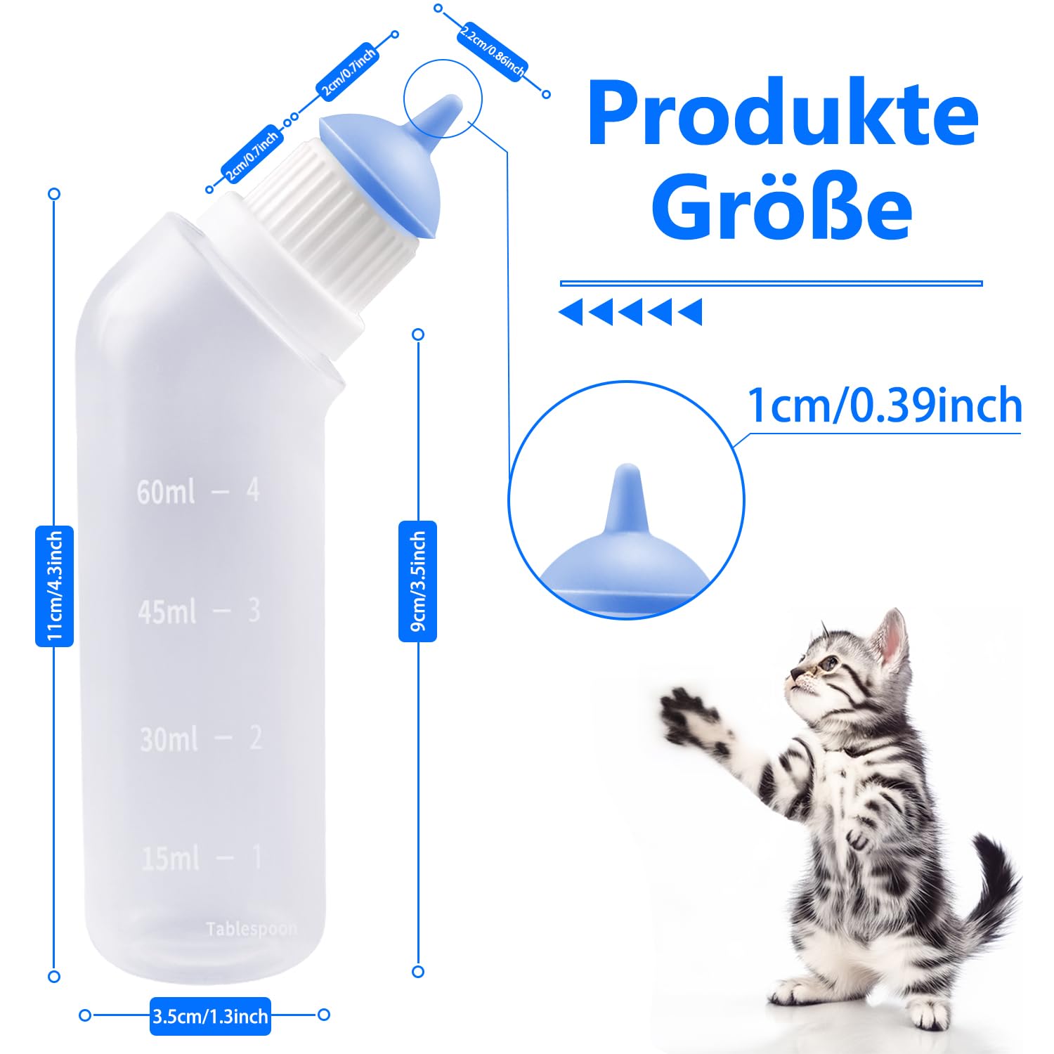 Gufastoe Haustier-Fläschchen Set – 5 Mini-Silikonnippel Mit PET-Flaschen Für Welpen & Katzen