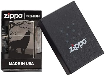 Zippo Howling Wolves 360 Design Black Ice Pocket Lighter